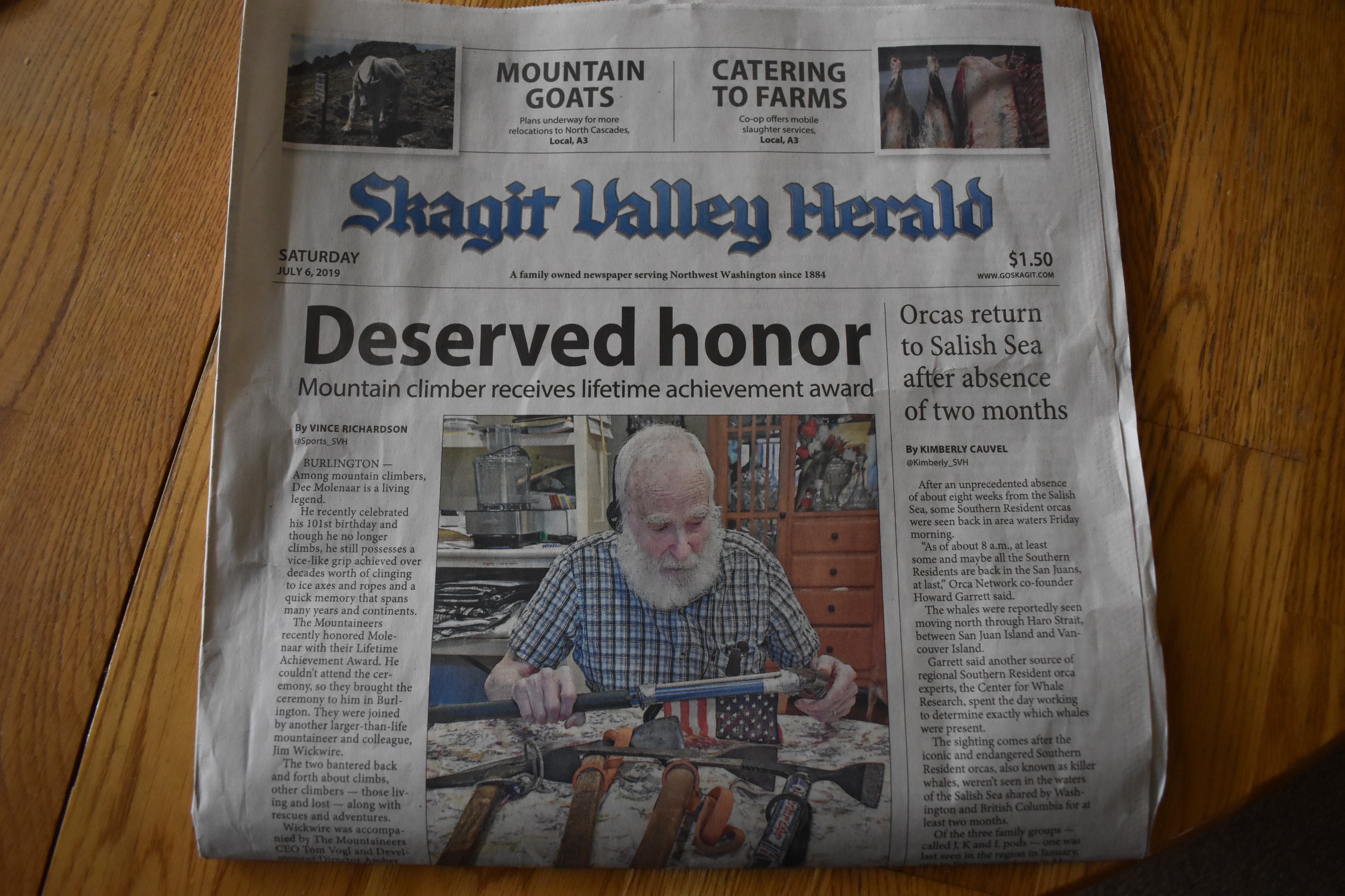 Dad on front page of svh